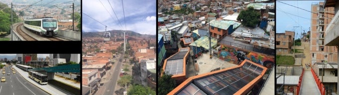 Metro system and bridges in Medellin