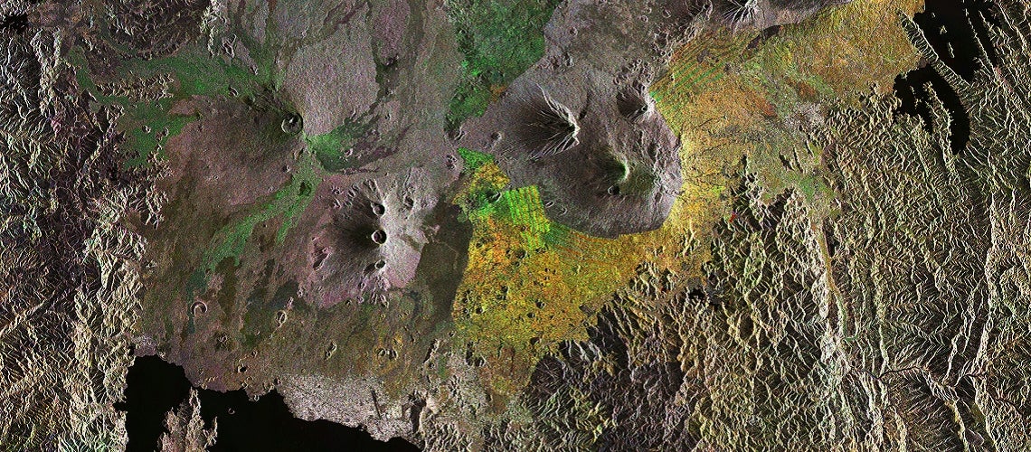 Sentinel-1 radar composite image featuring the Virunga Mountains in East Africa Sentinel-1 radar composite image featuring the Virunga Mountains in East Africa