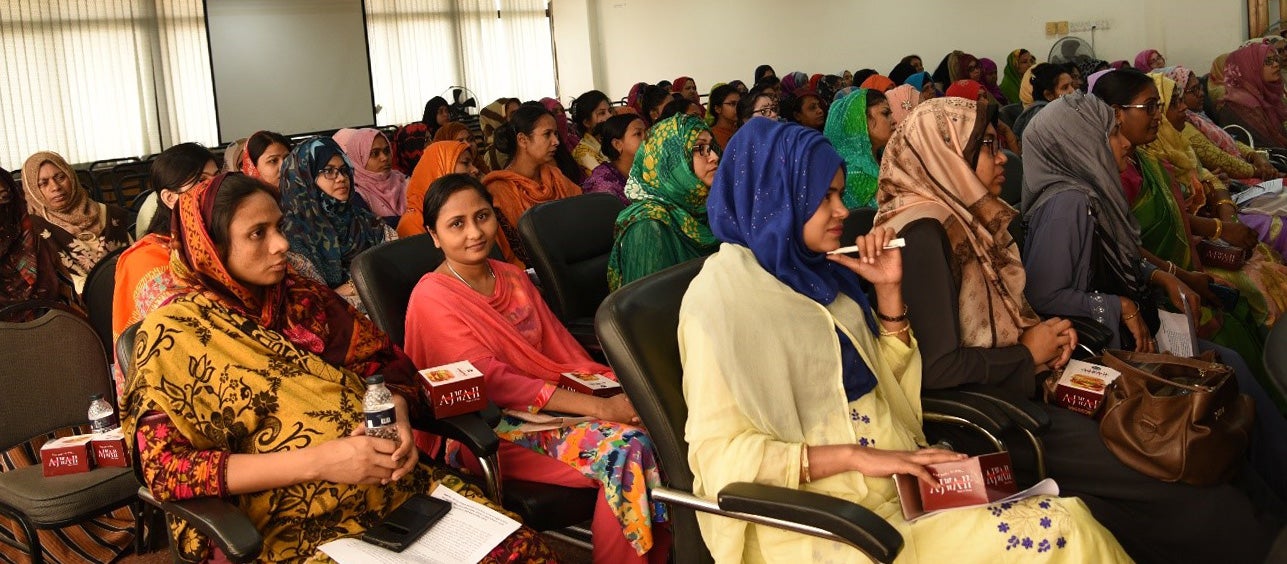 Female staff attending the Women?s Day event in Dhaka, March 2020. Photo: BREB