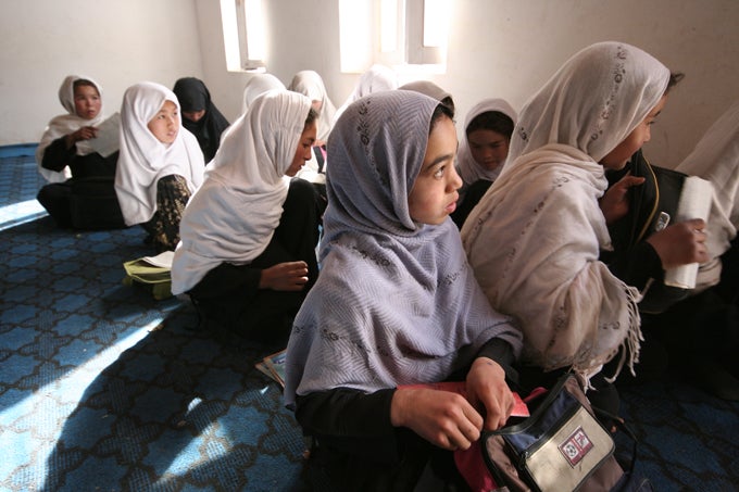 Student in a classroom in Afghanistan. 